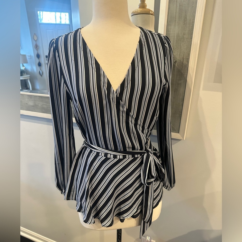 LOFT striped wrap blouse